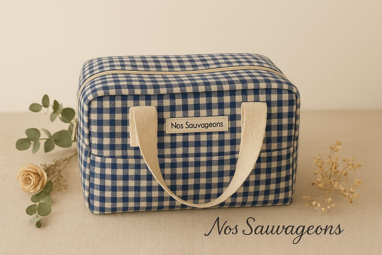 Trousse multi-usage Joséphine en tissu vichy, cousue main en France – Nos Sauvageons